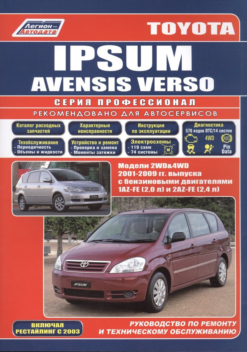 None Toyota Ipsum/Avensis Verso 2WD&4WD 2001-2009 гг. вып. с бенз. двиг. (ч/б) (мПрофессионал) (Легион-Ав